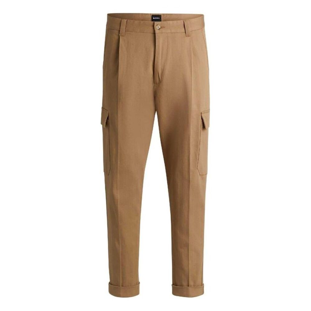 Boss Mens C-Perin Cargo Tapered Combat Trousers / Beige